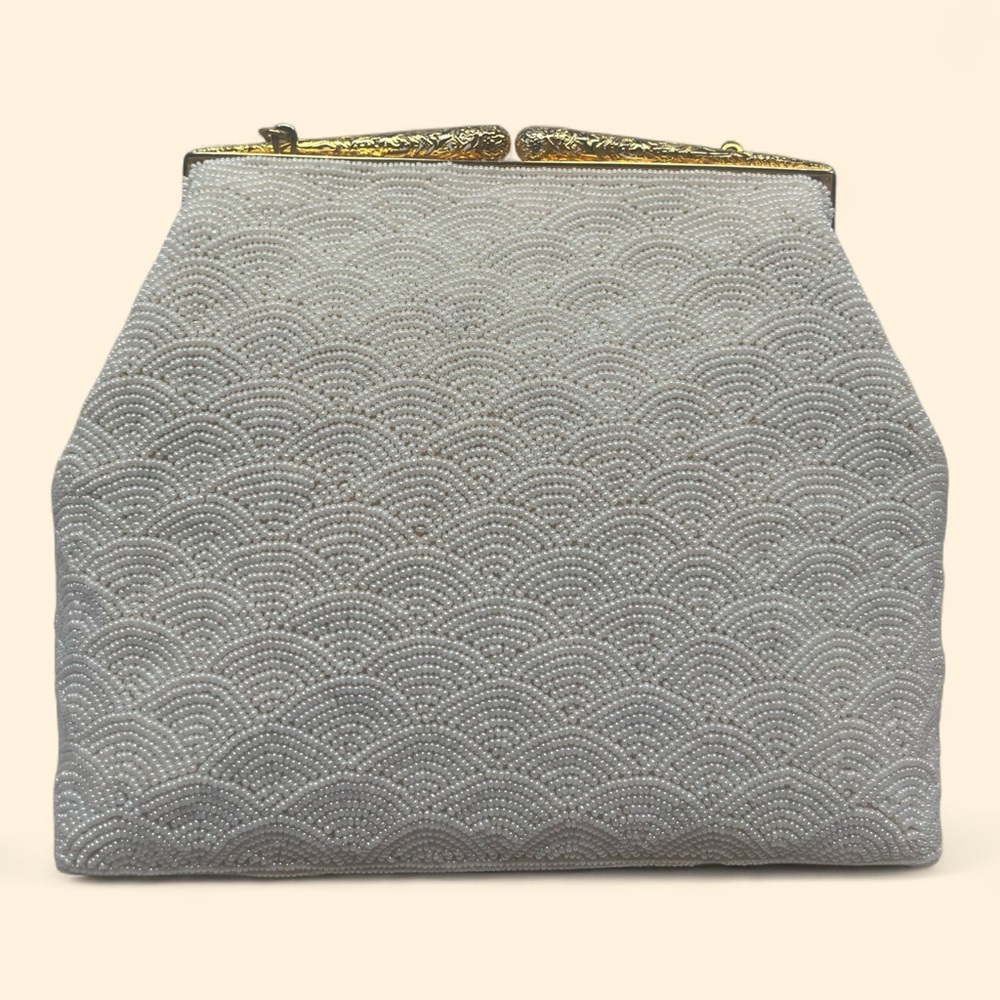 1960s Vintage White Beaded Evening Bag